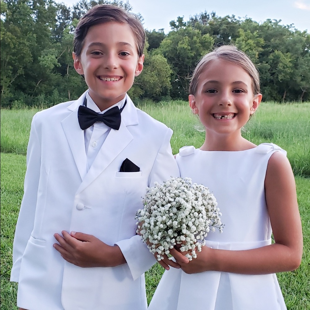 White satin flower girl dress size 7 - Picture 6 of 6